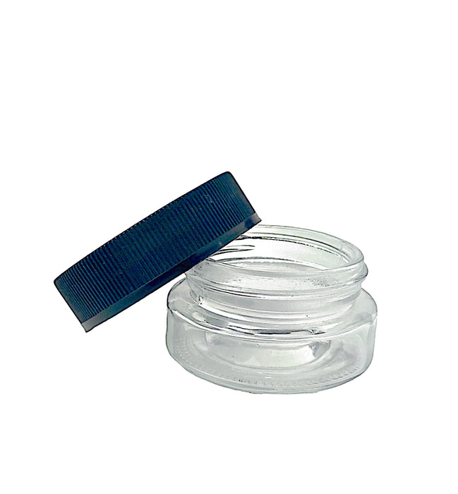 50mL (1.6oz.) Clear Glass Child Resistant Jar with Black Cap