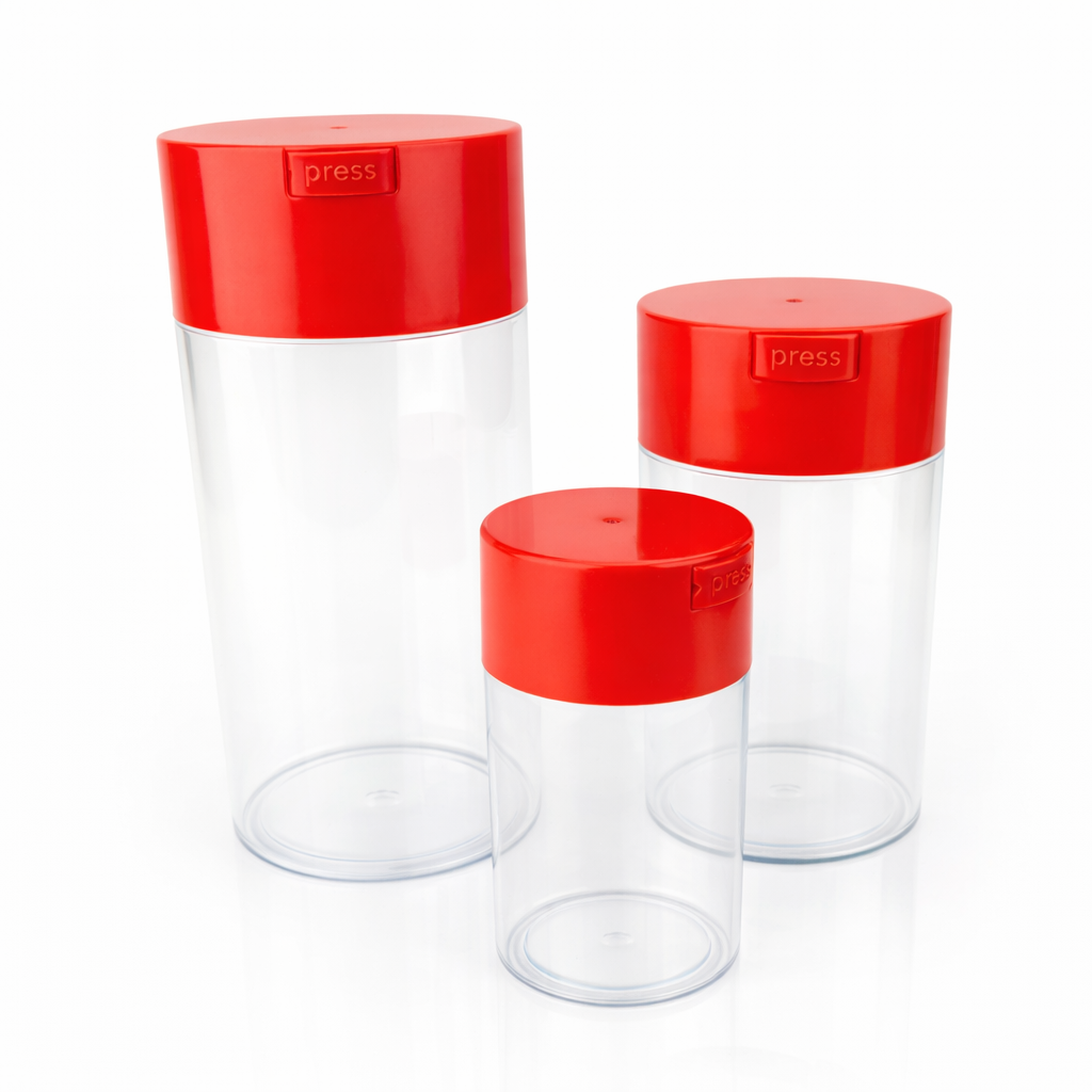 Acrylic Air Tight 3 in 1 Jar- 83oz Size, 42oz Size, 19oz Size Clear Body Colored Lid