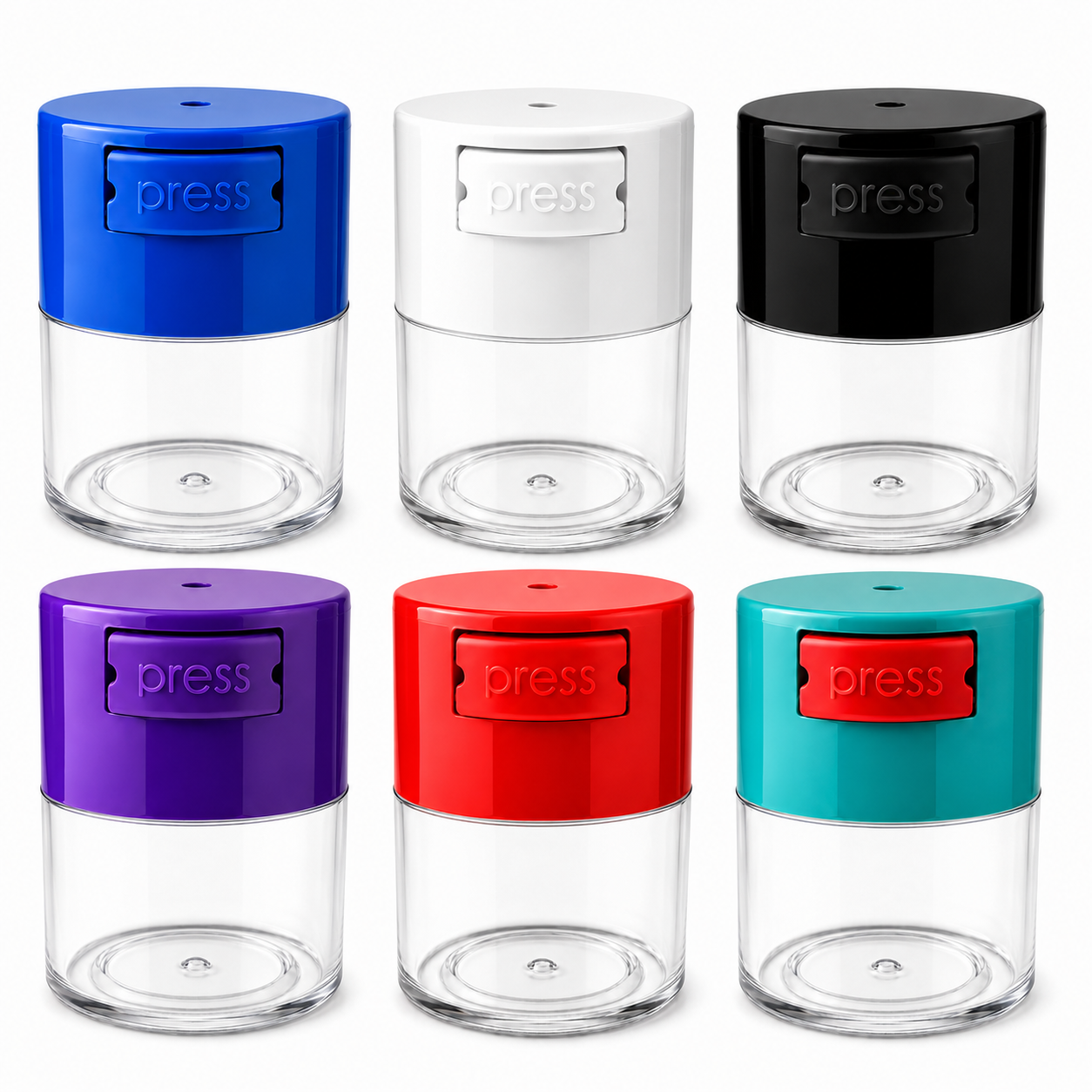 Acrylic Air Tight  Jar 120mL 4oz. - Colored Lid Clear Bottom