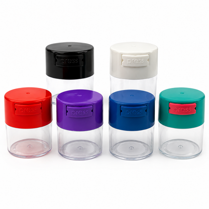 Acrylic Air Tight  Jar 120mL 4oz. - Colored Lid Clear Bottom