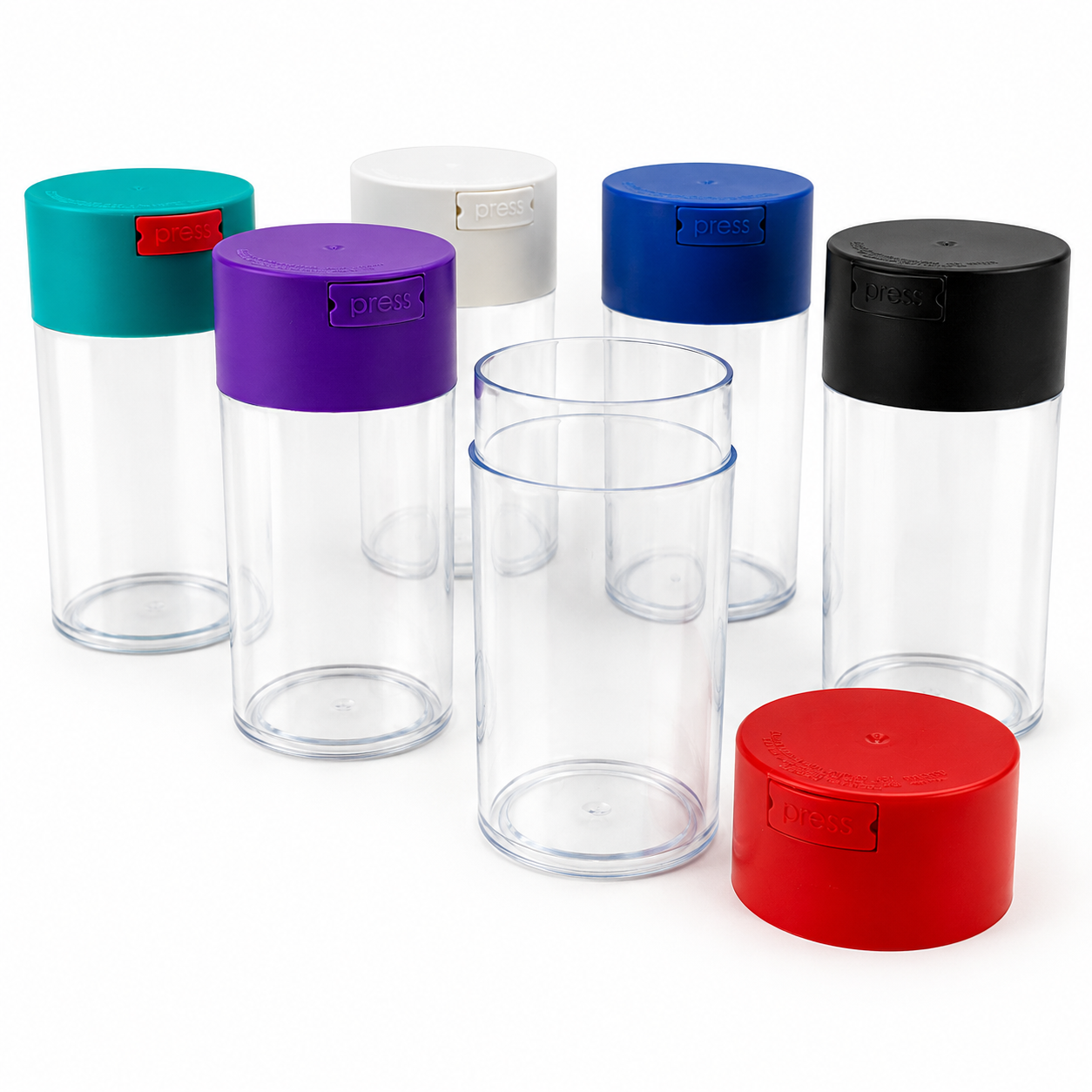 Acrylic Air Tight Jar 560mL 19oz. - Colored Lid Clear Bottom