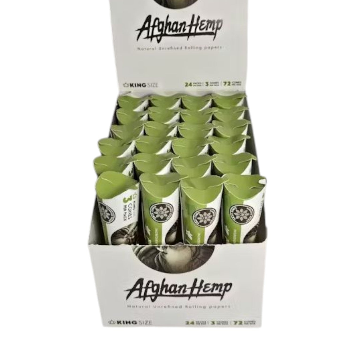 Afghan Hemp Classic King Size Cones (3 Cones per Pack/ 24 Packs Per Display-72 Cones)
