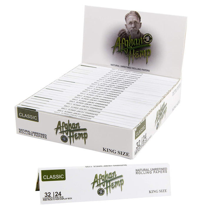 Afghan Hemp Classic King Size Rolling Paper (24 Booklets per Display) (32 Leaves per Booklet)
