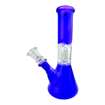 8" Clear Single Dome Colored Beaker Glass Water Pipe