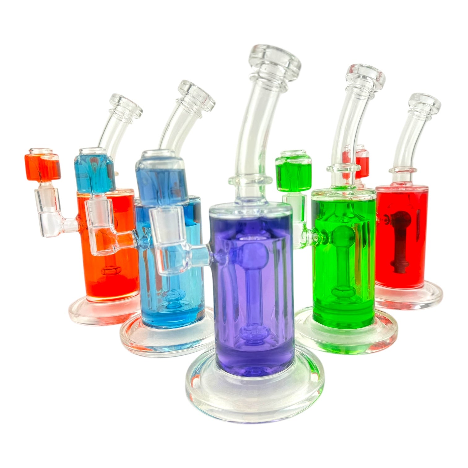 10" Straight Tube Bent Neck Color Glycerin Freeze Water Pipe "WP344"