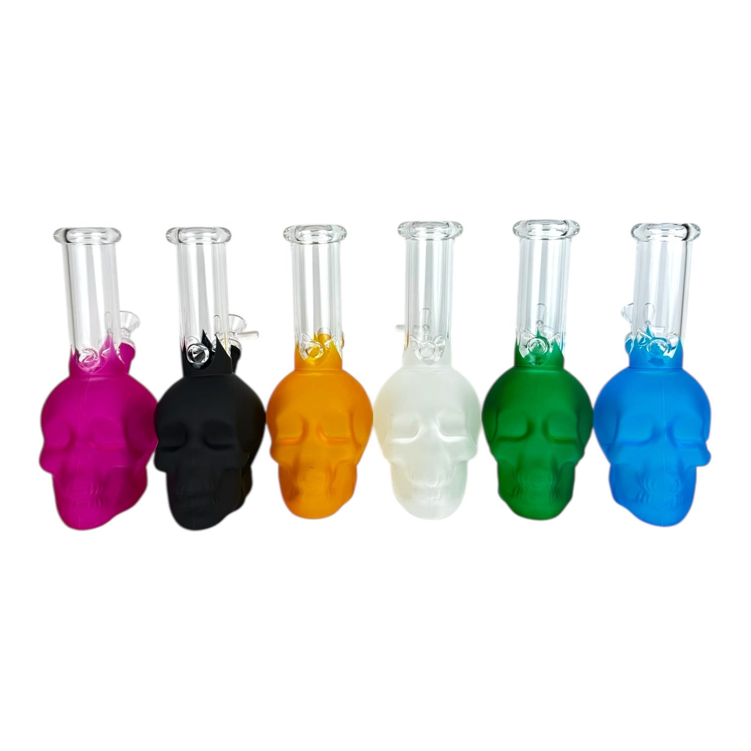 8.5" Skull Colored Glass Water Pipe - Assorted Colors