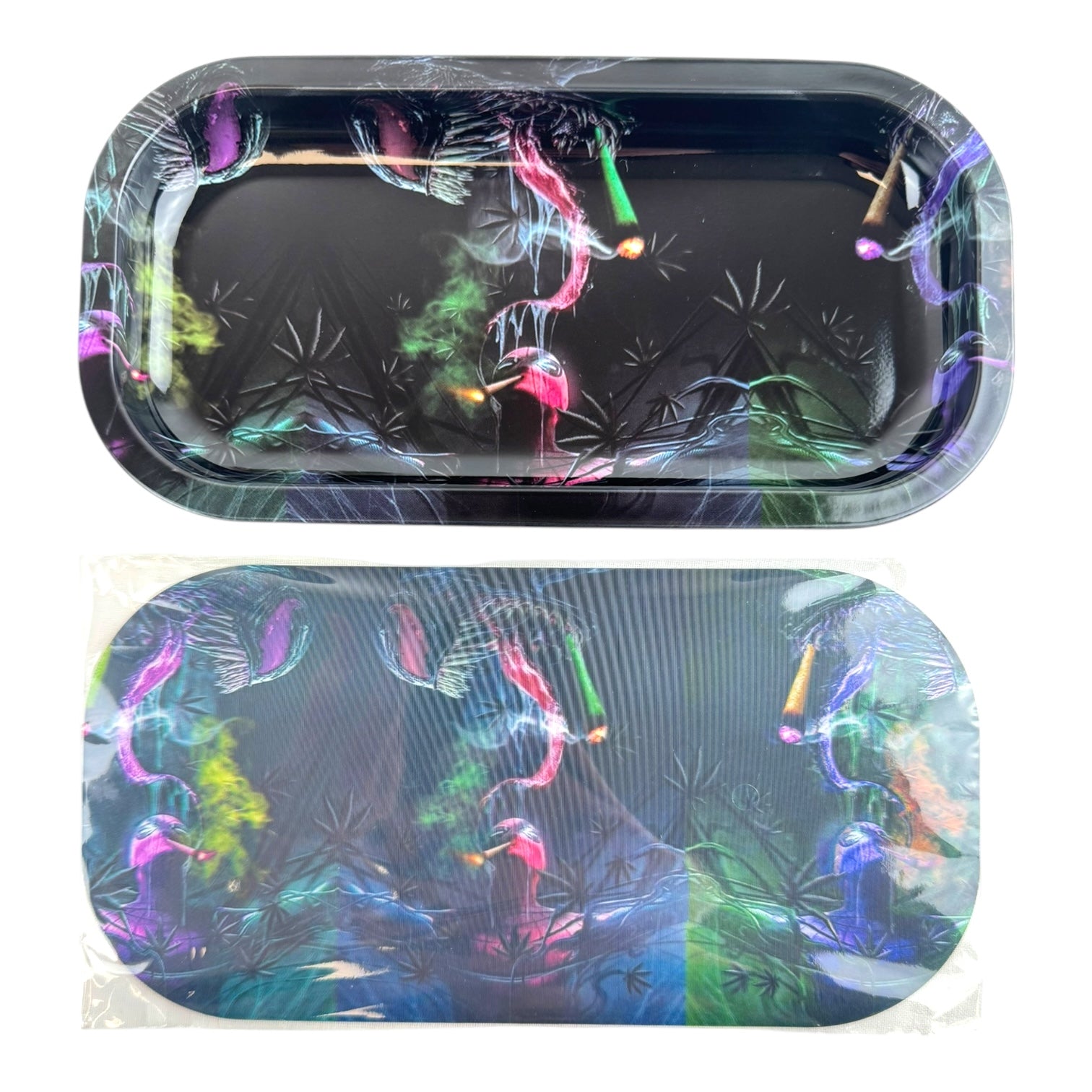 3D Small Metal Rolling Tray With Magnetic Lid 8" X 4"