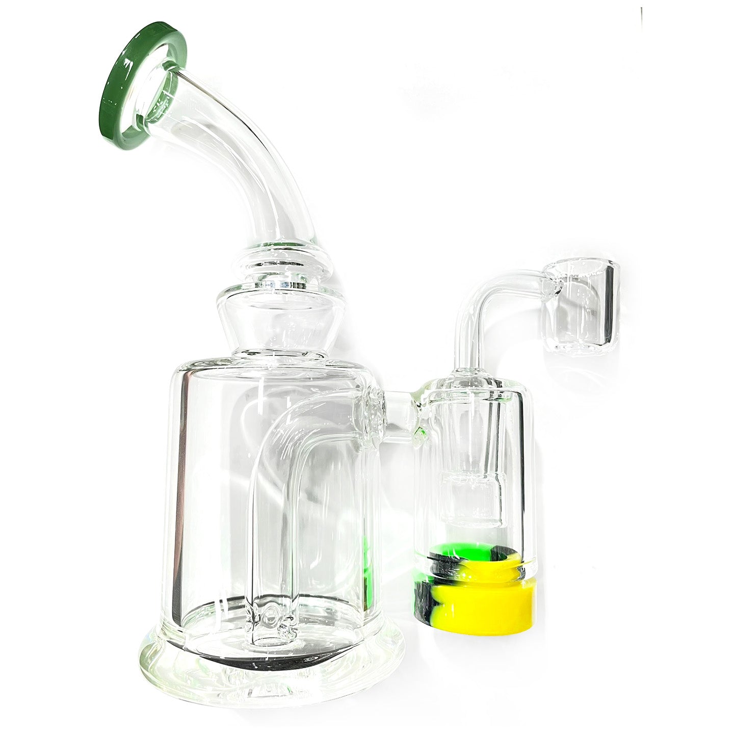 7" Bent Neck Dab Rig w/ Silicone Reclaimer Catcher Jar (Assorted Colors)