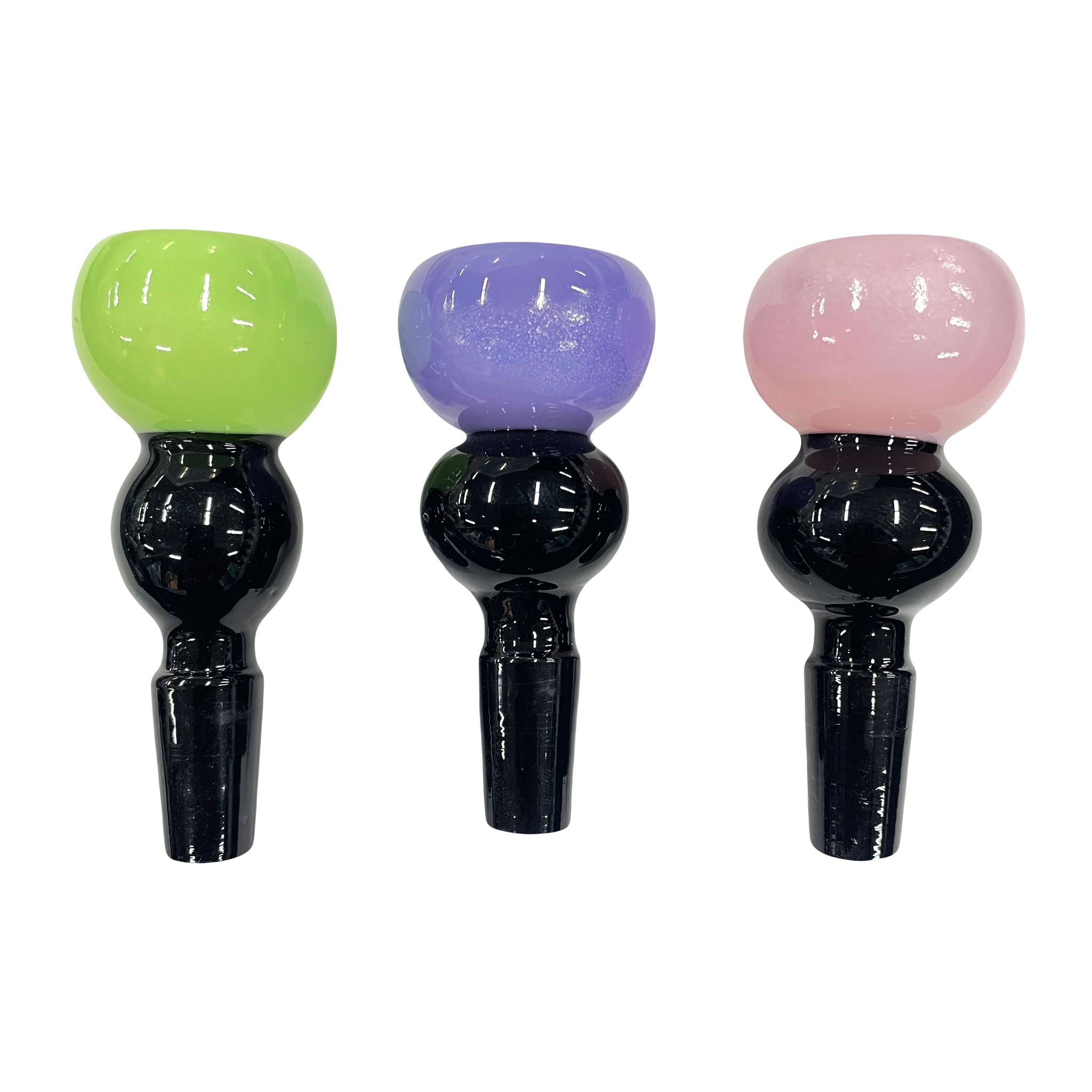 14mm Male Double Round Black/Color Glass Bowl - Assorted Colors