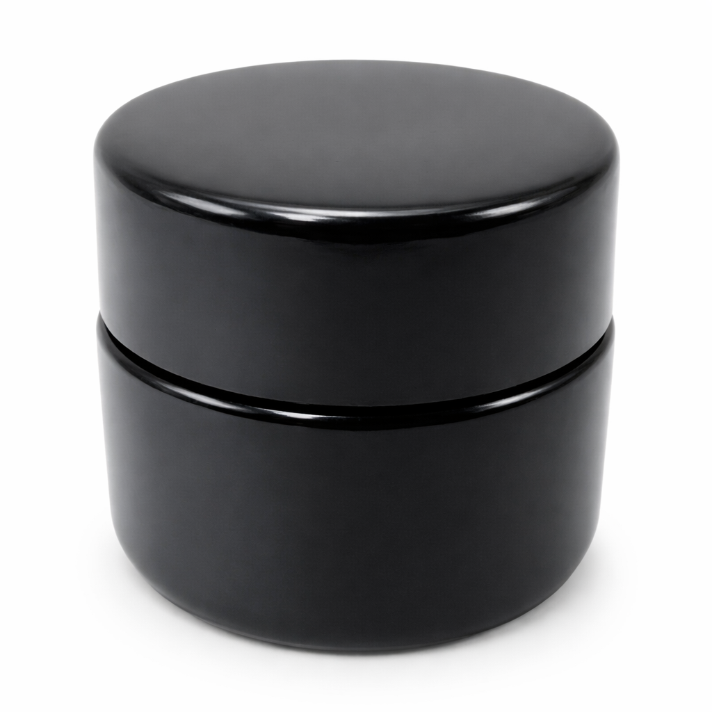 Black UV Child Resistant Glass Jar with Black Cap