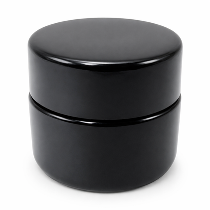 Black UV Child Resistant Glass Jar with Black Cap