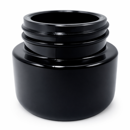 Black UV Child Resistant Glass Jar with Black Cap