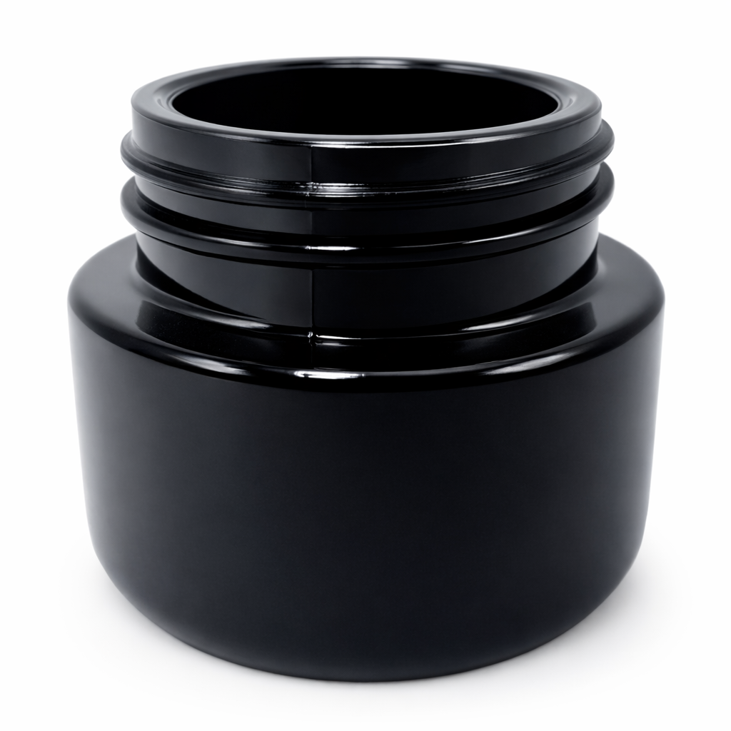 9ml Black UV Child Resistant Glass Jar with Black Cap