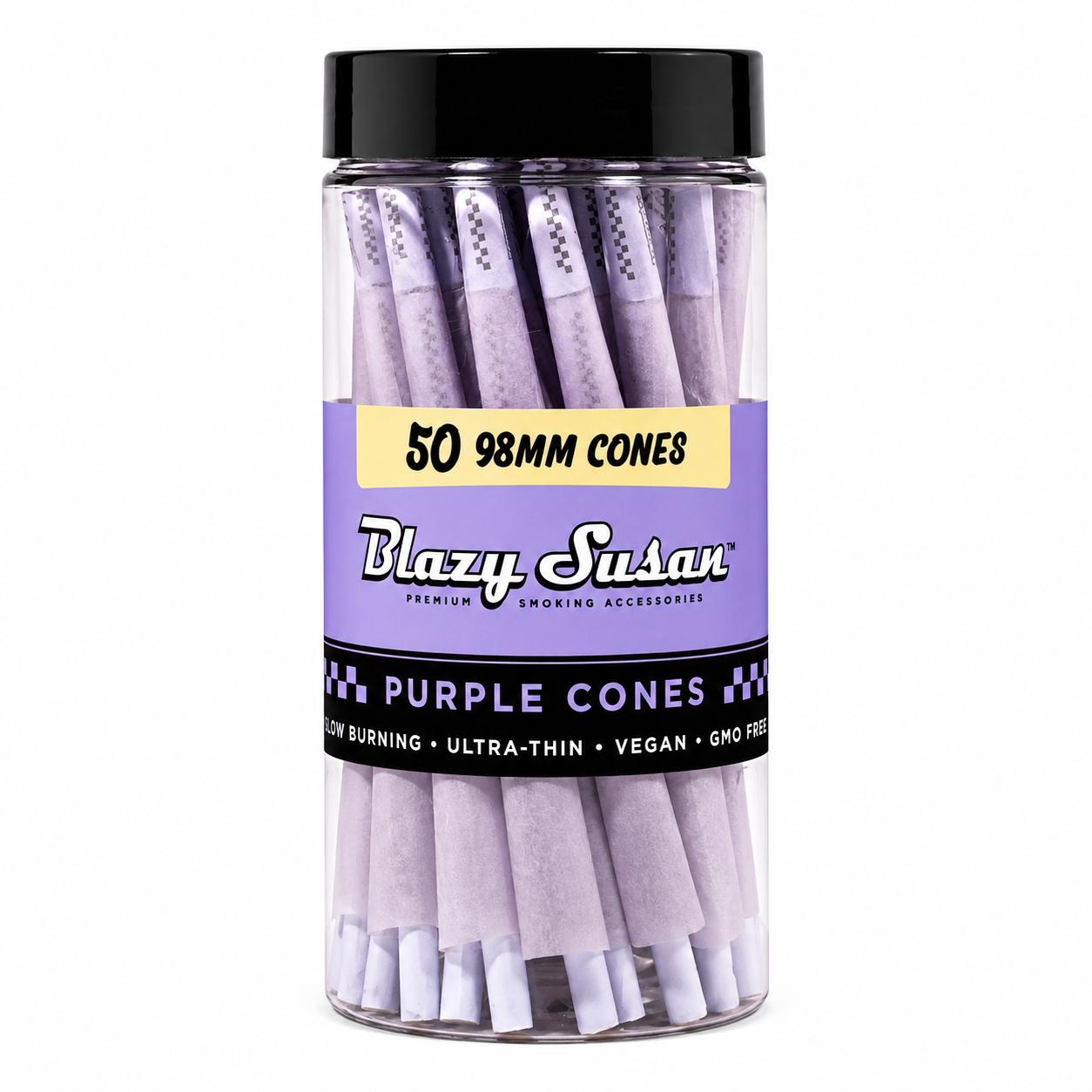 Blazy Susan 1 1/4 Cones 50ct Jar - Purple