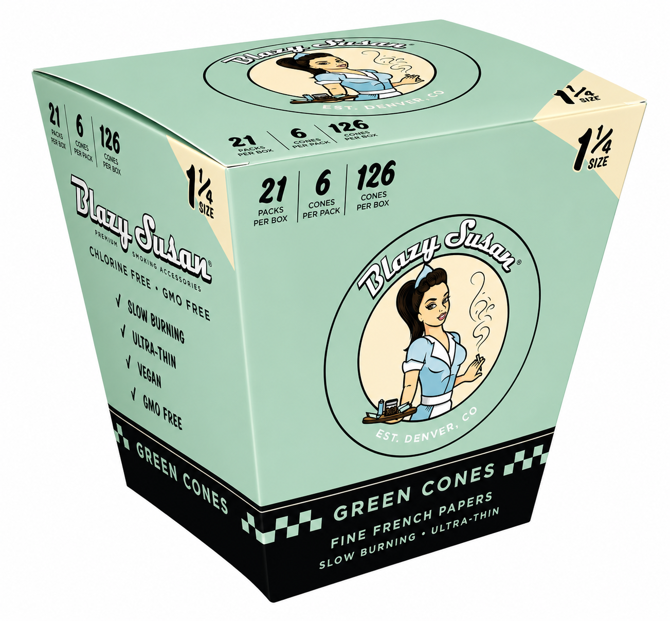Blazy Susan Green 1 1/4" Size Cones - 21 Pack x 6 Per Pack (126 Cones per Box)
