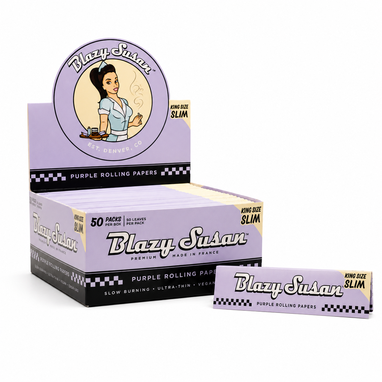 Blazy Susan King Size Slim Rolling Papers 50 Packs/ Display
