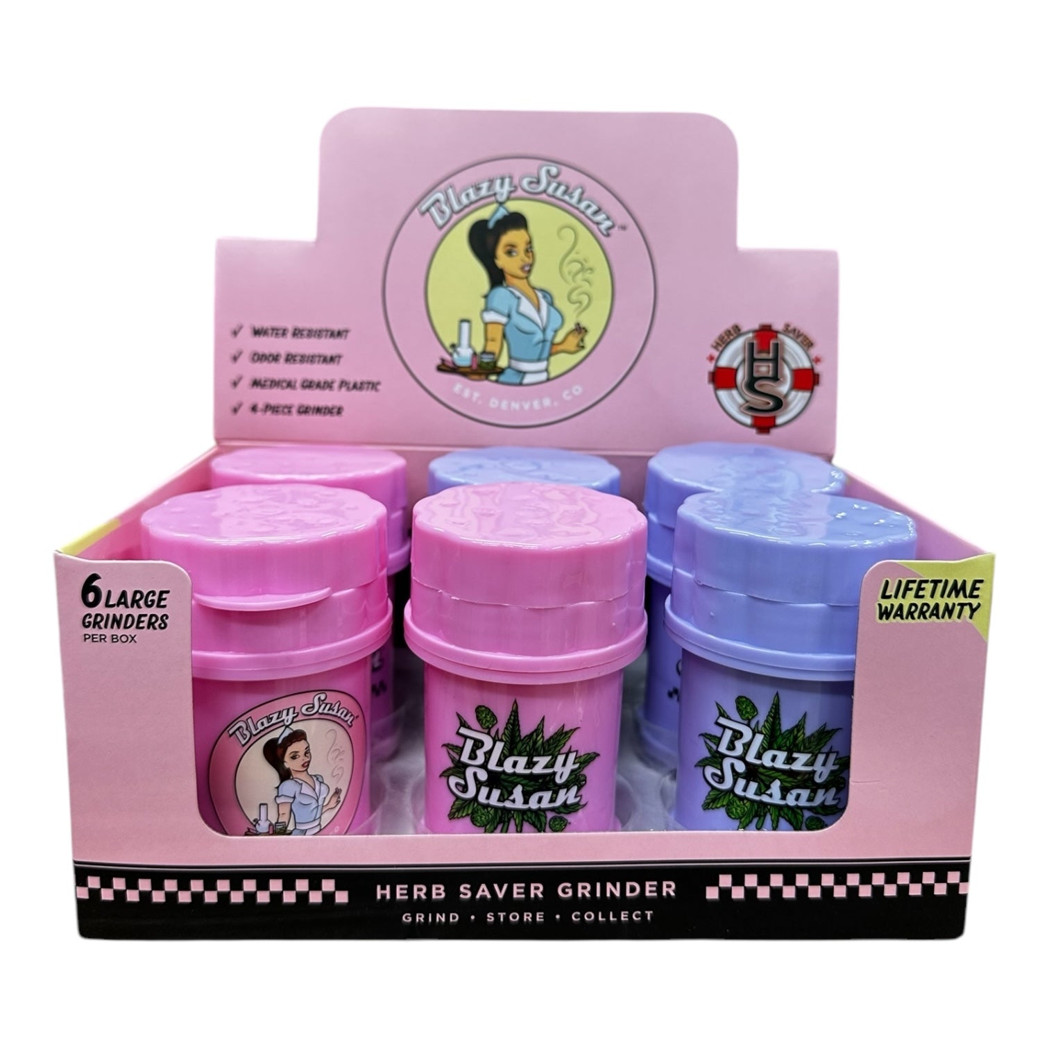 Blazy Susan 6 Large 4-Piece Herb Saver Grinders