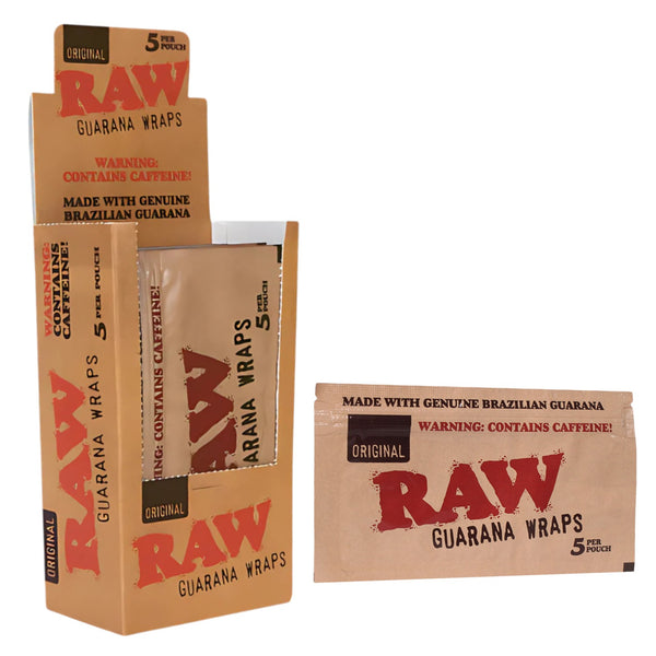 Bulk Raw Guarana Wraps – 5 Wraps per Pouch, 5 Pouch Display – Smoke Tokes