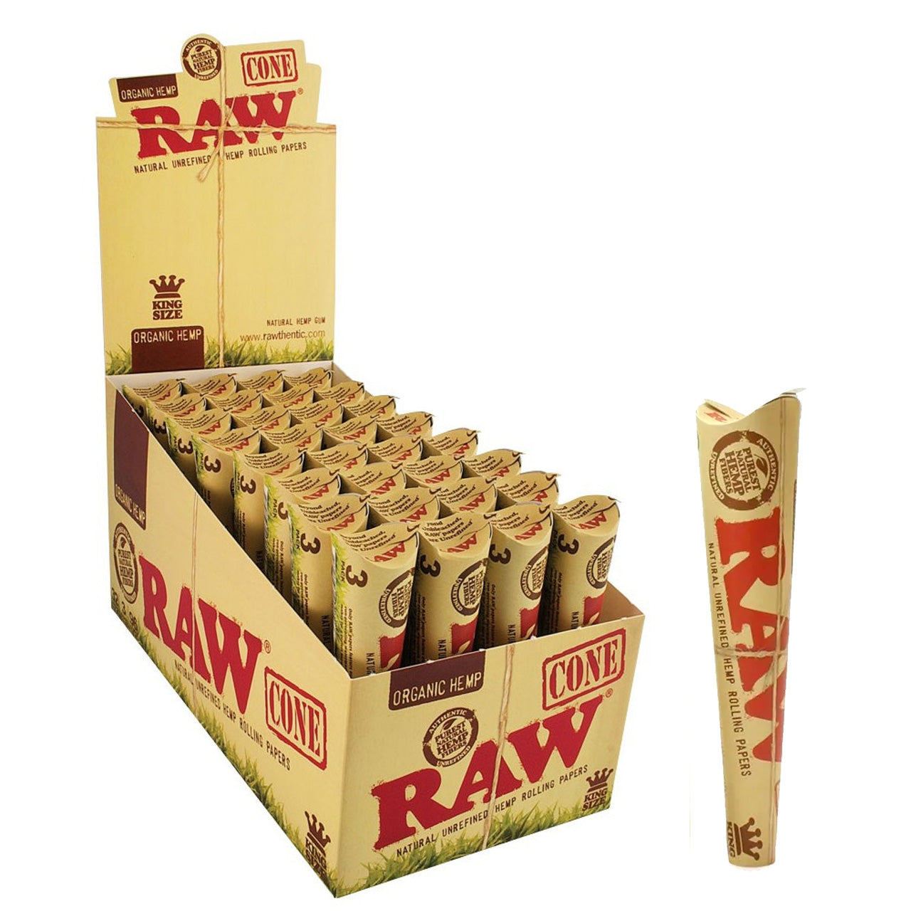 Buy Raw Organic Hemp King Size Pre-Rolled Cone
