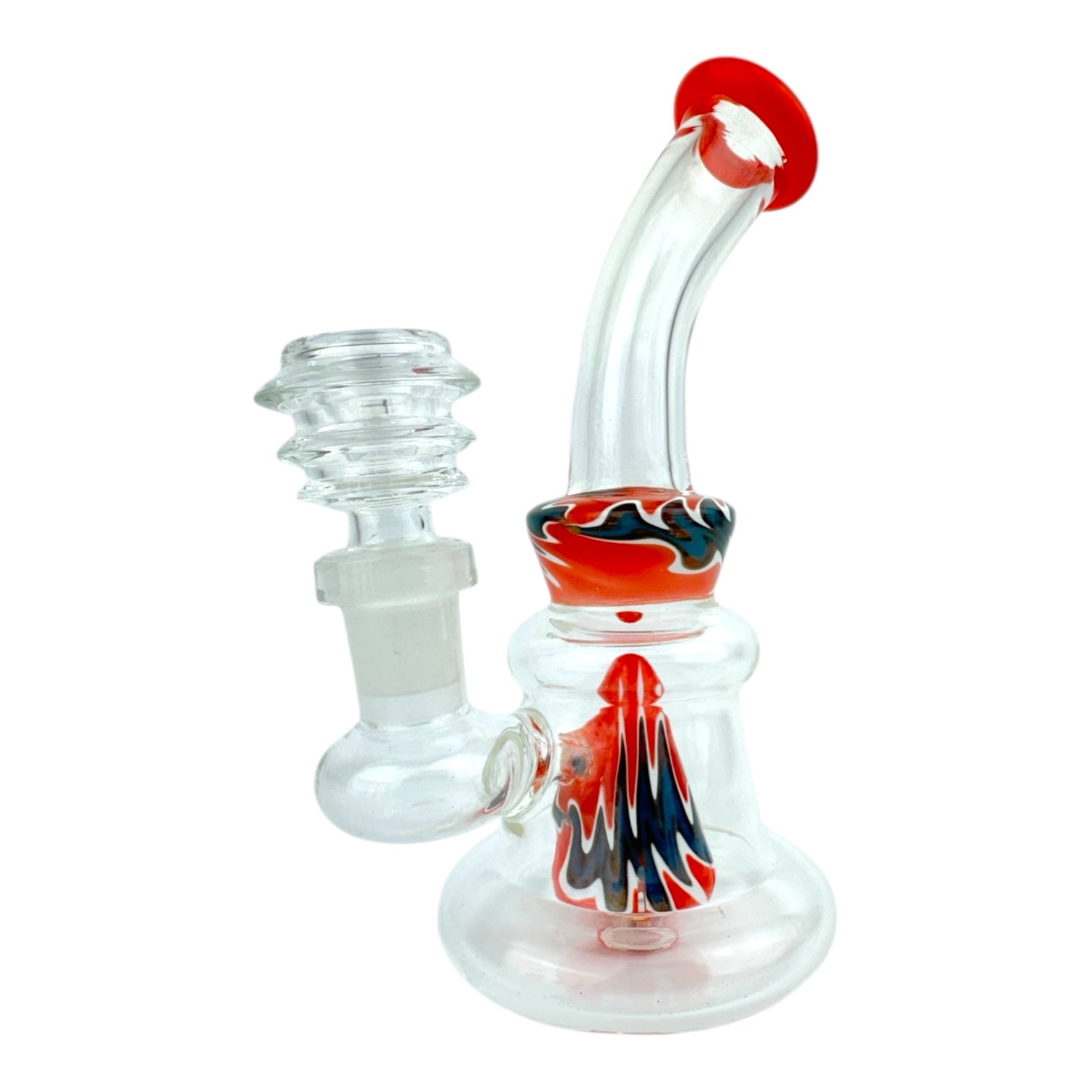6” Mini Color Wigwag Cone Perc Glass Water Pipe (Assorted Colors)