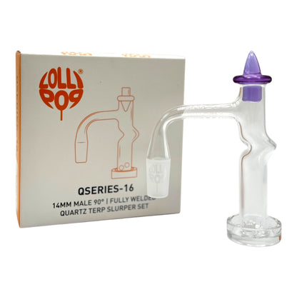 Lollipop QSeries-16 | 14mm Male 90° | Fully Welded Quartz Terp Slurper Banger Set - QZ 116