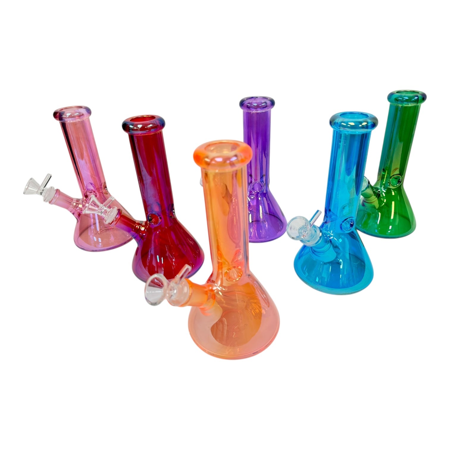 8"Color Chrome Ice Catcher Beaker Glass Water Pipe "WP-5040-12"