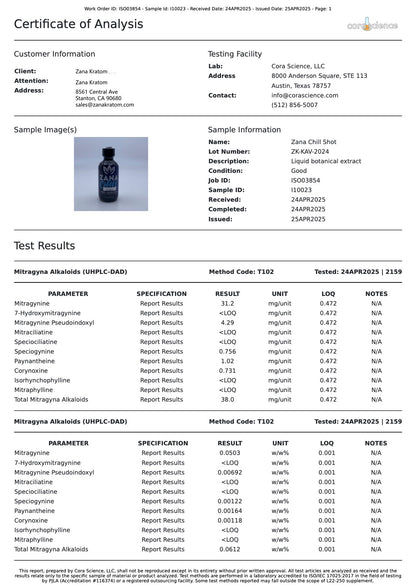 Zana Chill Kratom + Kava Liquid Shots