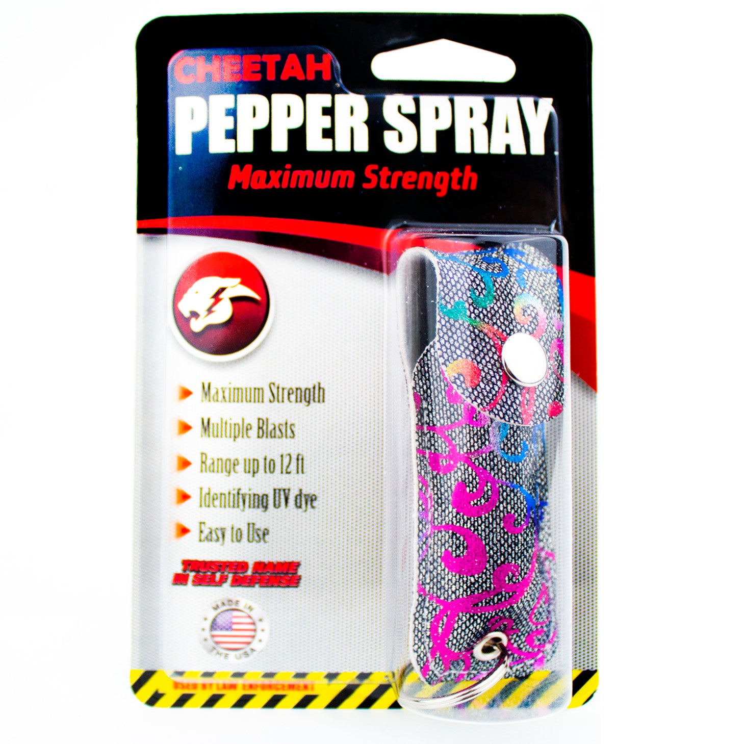 Cheetah Pepper Spray Maximum Strength w/Key-Chain Case Self Defense