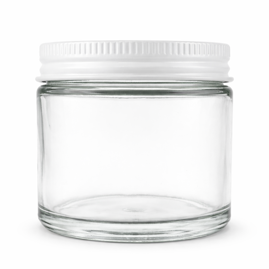 Clear Glass Jar with White Tin Cap