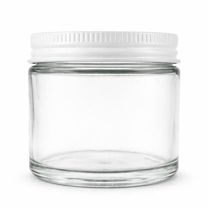 Clear Glass Jar with White Tin Cap