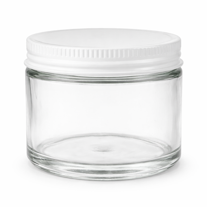 Clear Glass Jar with White Tin Cap