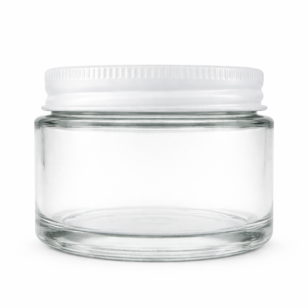 Clear Glass Jar with White Tin Cap