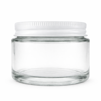 Clear Glass Jar with White Tin Cap
