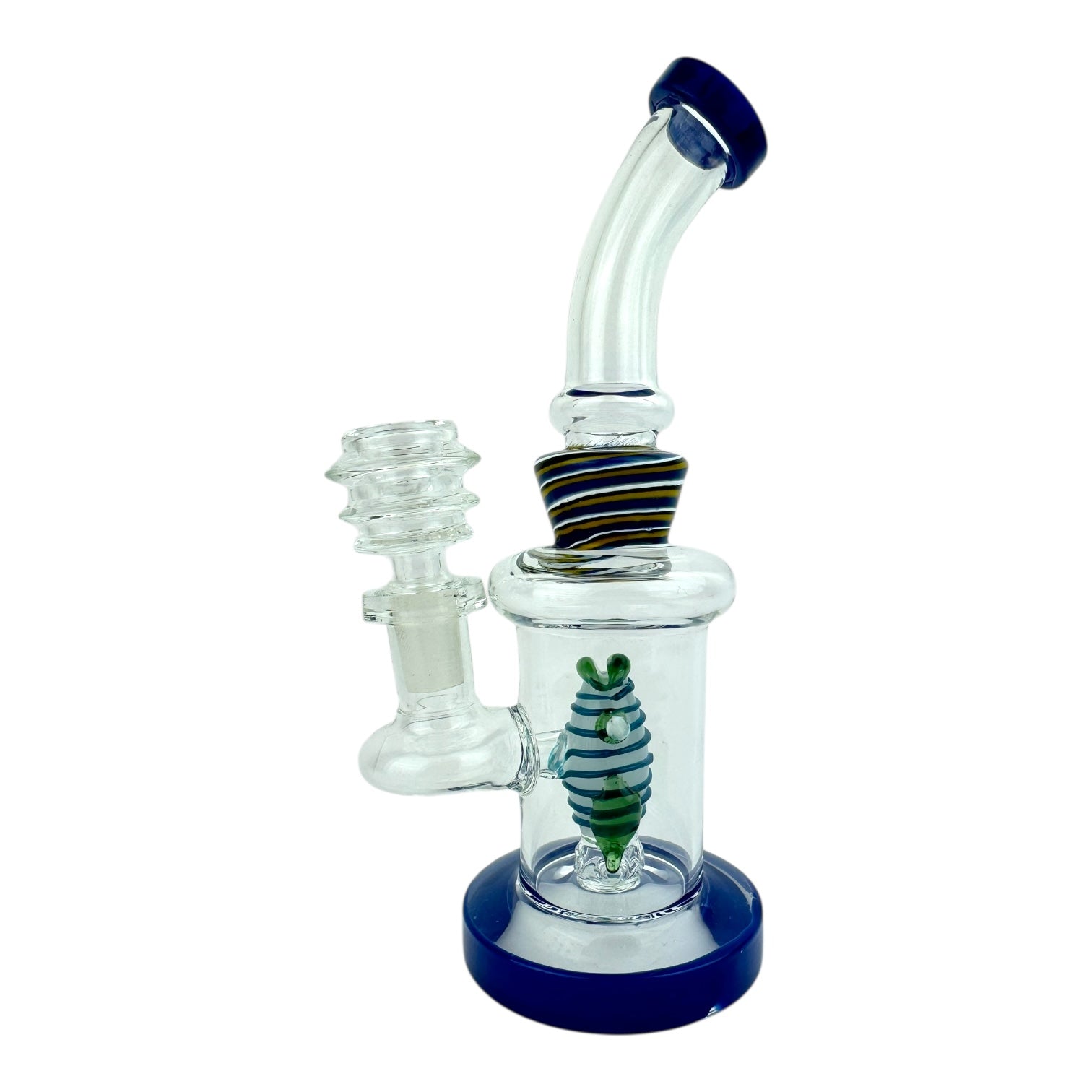Color Wigwag Bent Neck Fish Perc Glass Water Pipe