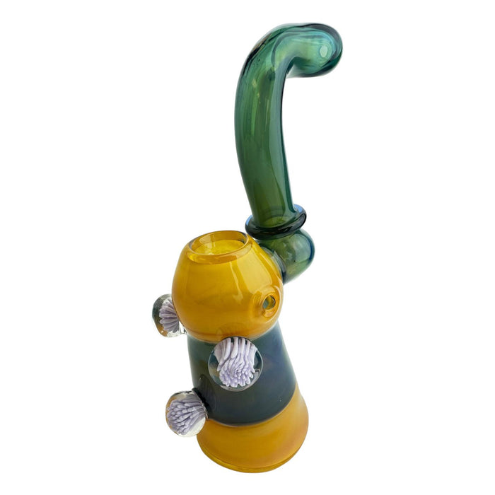 9" Colored 3 Floral Implosion Glass Bubbler (Assorted Colors)