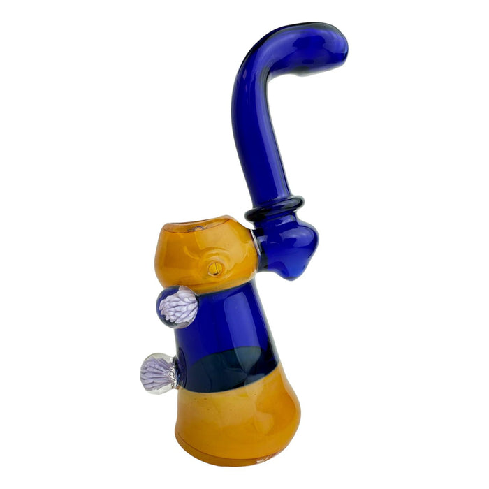 9" Colored 3 Floral Implosion Glass Bubbler (Assorted Colors)