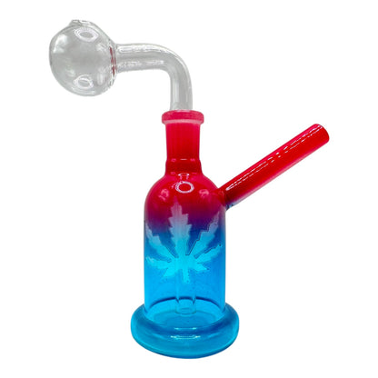 5"Colored Glass Bell Shape Small OB Water Pipe - Weed Leaf "DA-060OWP"