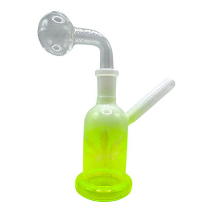5"Colored Glass Bell Shape Small OB Water Pipe - Weed Leaf "DA-060OWP"