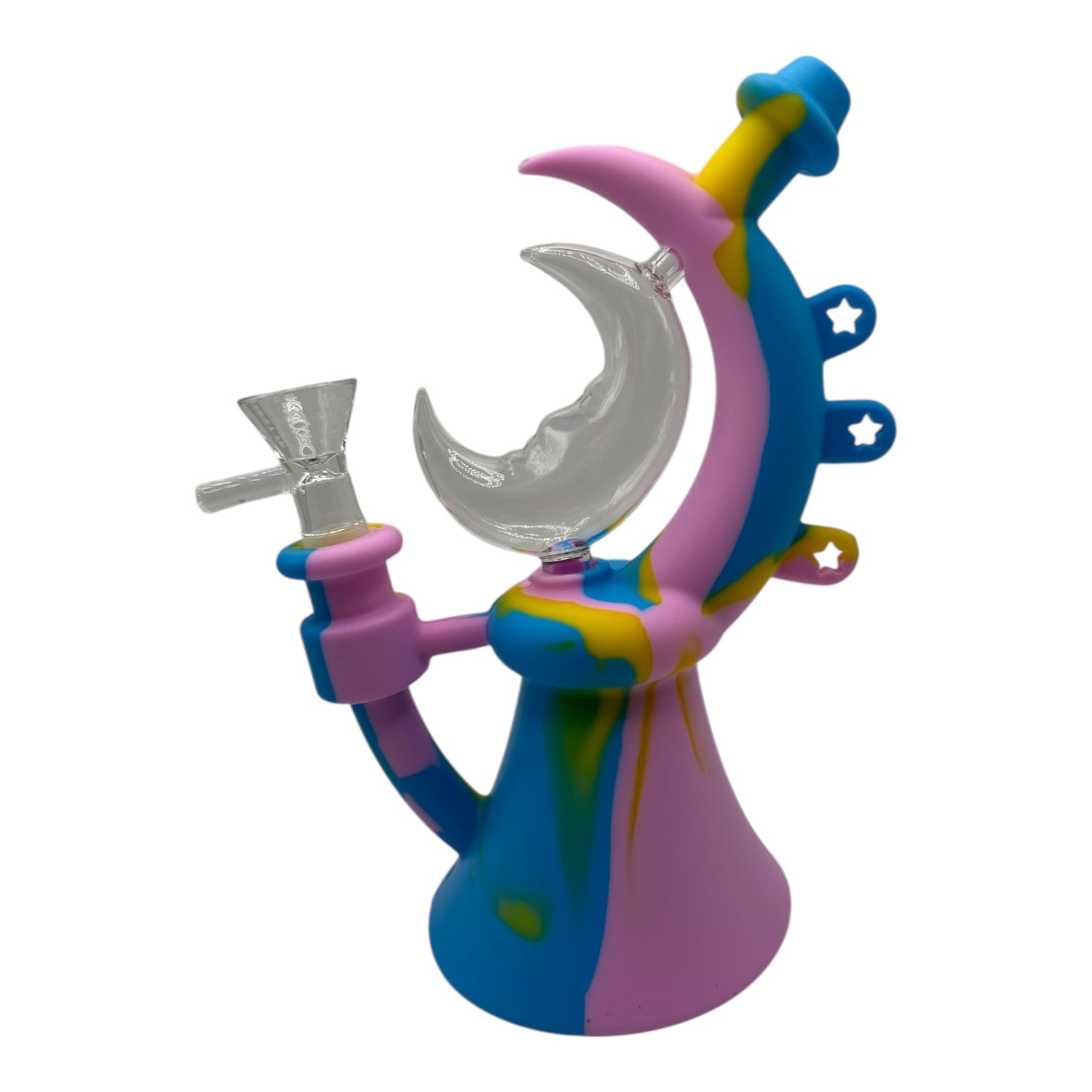Crescent Moon Silicone Glass Water Pipe "SWP-66" (Assorted Colors)