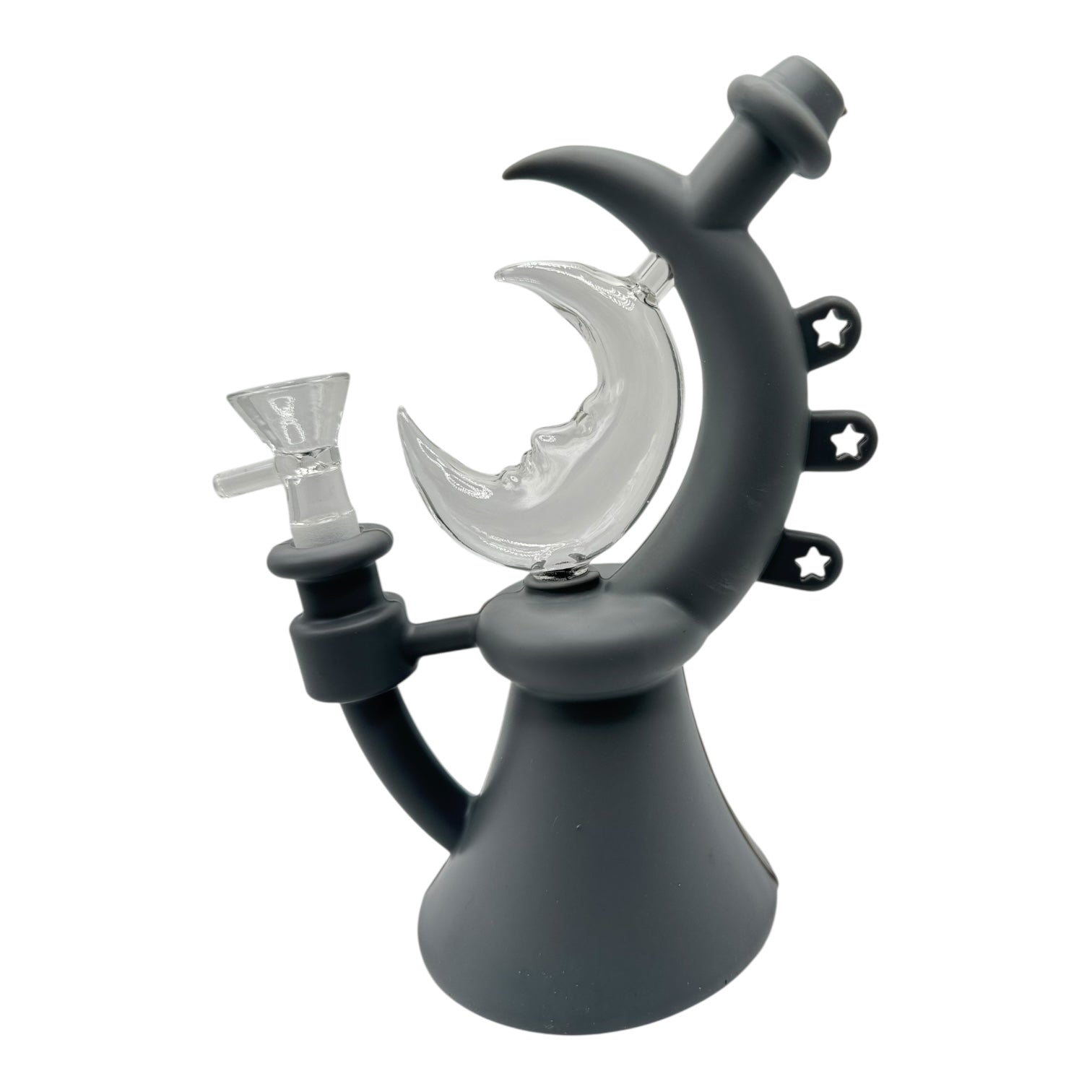 Crescent Moon Silicone Glass Water Pipe "SWP-66" (Assorted Colors)