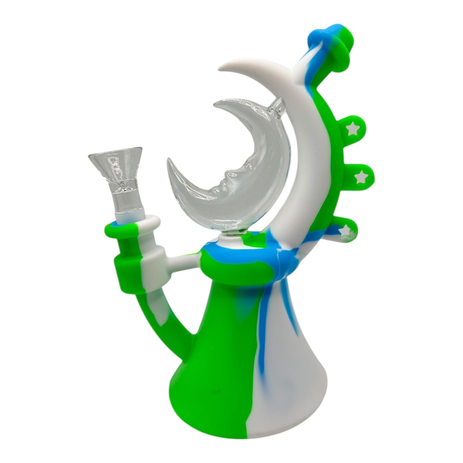 Crescent Moon Silicone Glass Water Pipe "SWP-66" (Assorted Colors)
