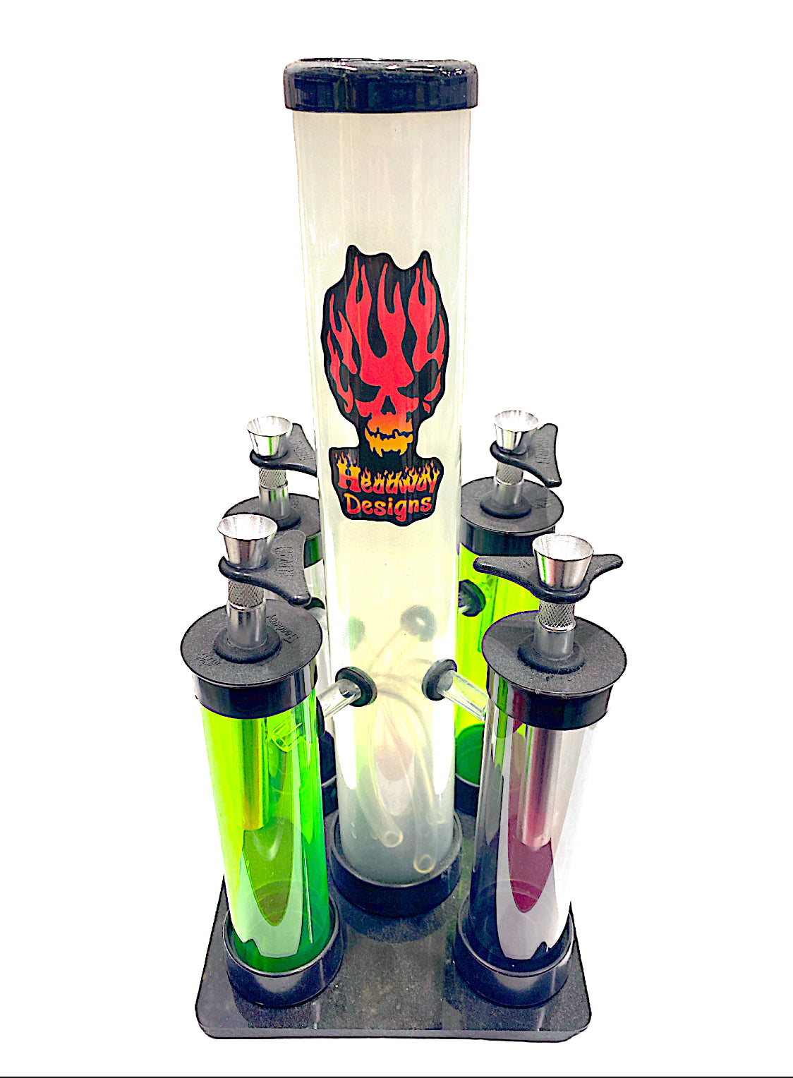 6 x 1"2 Acrylic Headway Bongs with Acrylic Display Pack Of 5 Assorted Colors
