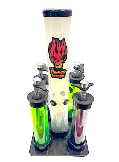 6 x 1"2 Acrylic Headway Bongs with Acrylic Display Pack Of 5 Assorted Colors