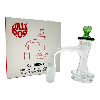 Lollipop QSeries-11 | 14mm Male 90° | Fully Welded Quartz Terp Slurper Banger Set - QZ 111
