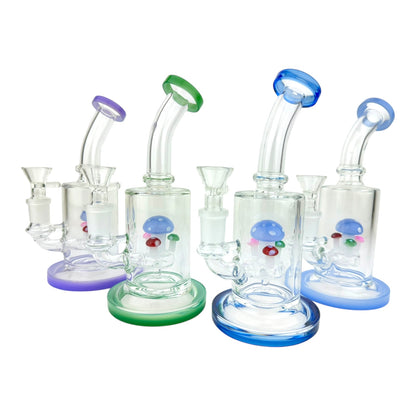 7" Mushroom Cylinder Bent Neck Glass Water Pipe