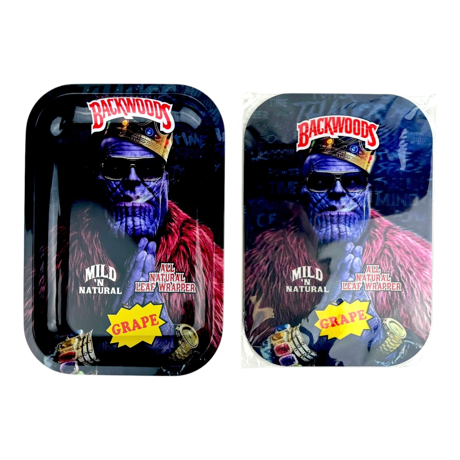 BW 3D Medium Metal Rolling Tray With Magnetic Lid 6" X 9"