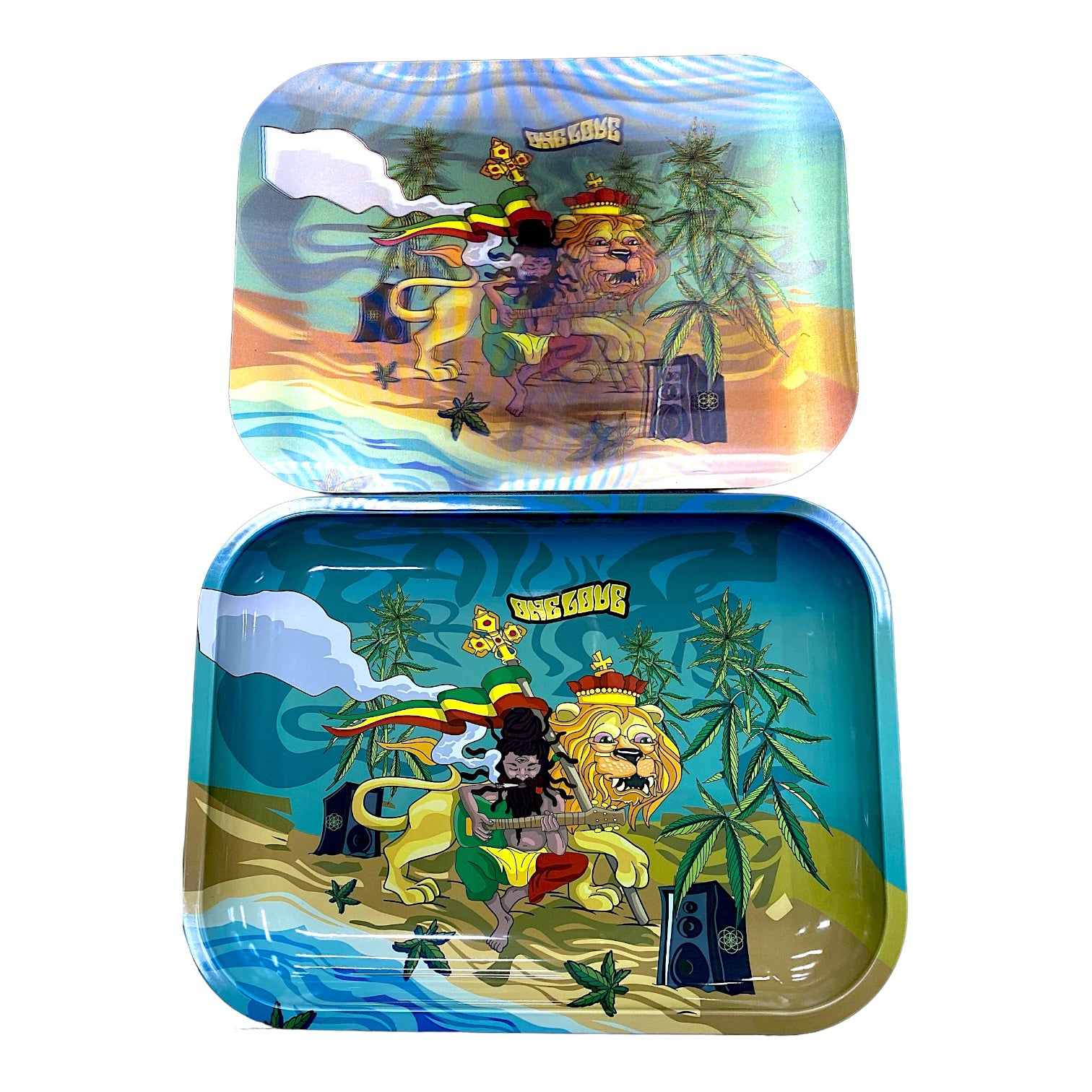 3D Large Metal Rolling Tray With Magnetic Lid 12 " X 9"