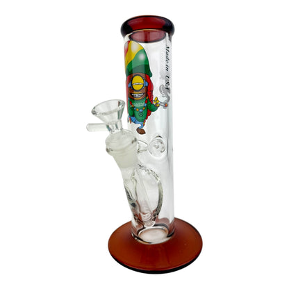 10" Clear Straight Tube Ice Catcher Glass Water Pipe - Assorted Sticker Decal