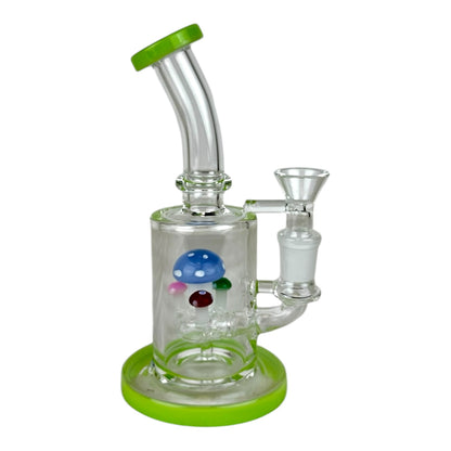 7" Mushroom Cylinder Bent Neck Glass Water Pipe