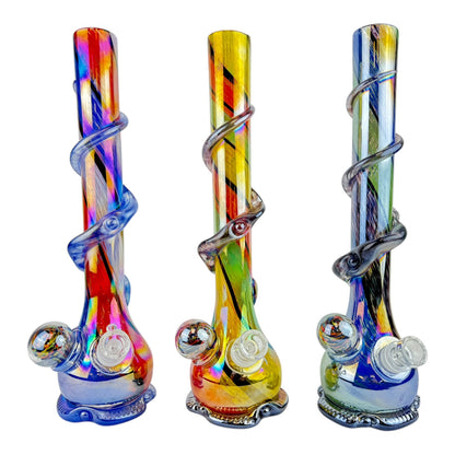 15" Chrome Twist Implosion Ball Glass Beaker Water Pipe